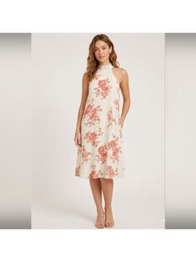 Lulus Darling Dear Pink and White Swing Dress Medium